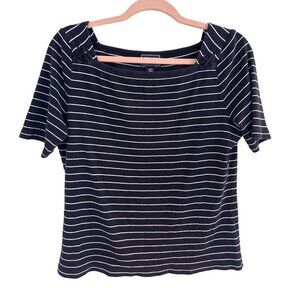 Chaps classics blue white stripe shorter length tee size L twee